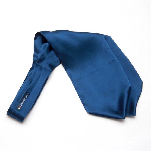 Men's Cravat Ascot 100%silk Gift Box Blue Navy Solid A209 - Picture 6 of 7